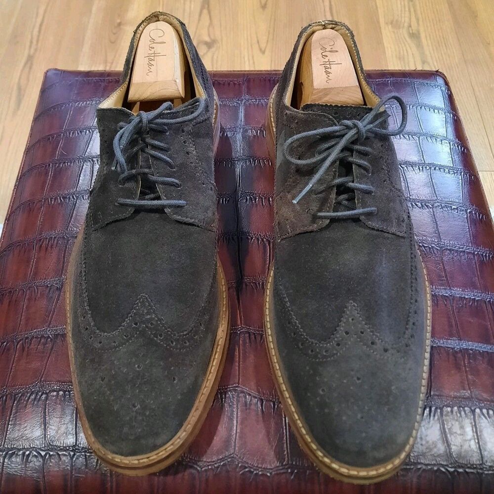 Ben Sherman Brown Suede Wingtip Oxfords Dress Brogue Shoes Academia Dandy Sz 11